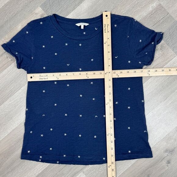 Lucky Brand Embroidered Stars & Moons Slub Tee Blue Silver Small - Picture 11 of 11